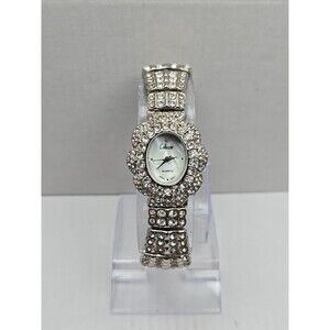 Collezio Womens Quartz Rhinestone Art Deco Bracelet Watch Silver New Battery